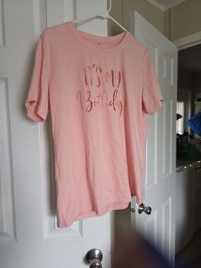 Pink "It's My Birthday" Graphic Tee
